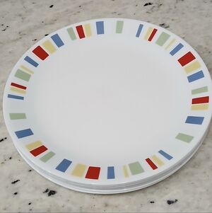 Set / Lot of 7 Discontinued Corelle Memphis 10" Dinner Dining Plates